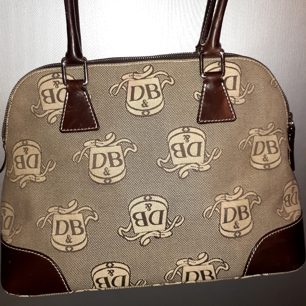Dooney and Bourke Classic Logo Canvas leather trim